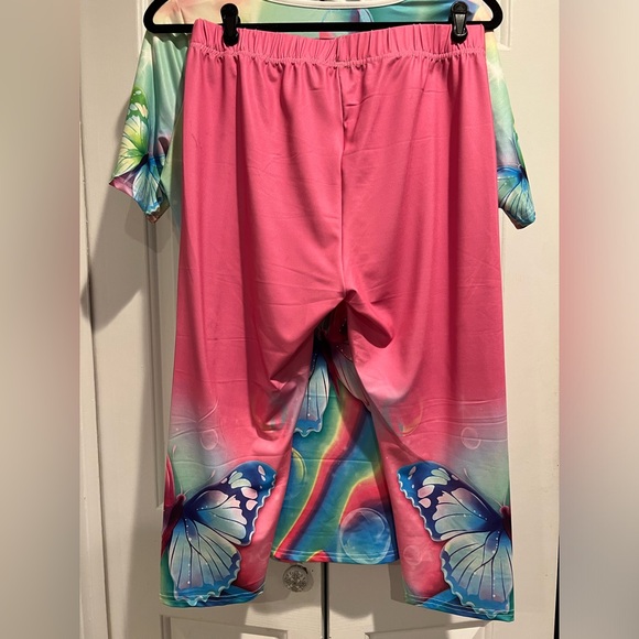 🌈 🦋 PJs OR Loungewear - 2 Pc Set! Short Sleeve Tunic Top & Pink Pants - Picture 11 of 12